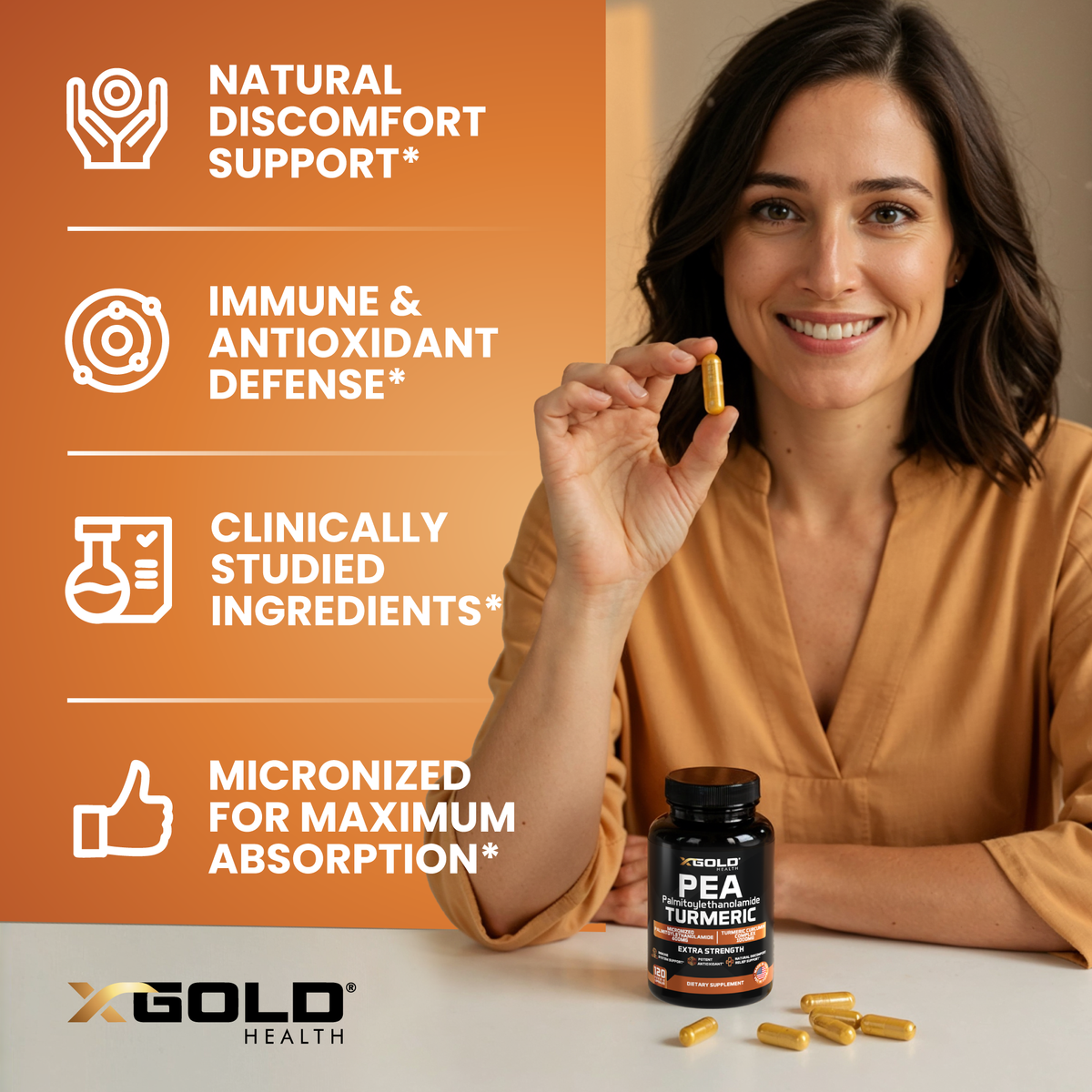 Palmitoylethanolamide 600 mg & Turmeric Curcumin 1000mg Supplement