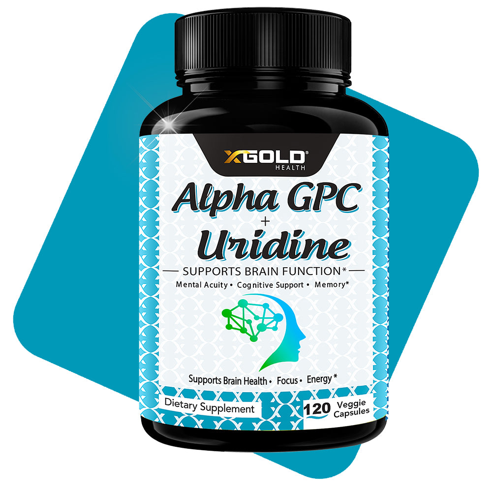 Alpha GPC Choline 600mg with Uridine Supplement 2 in 1 - X Gold Health