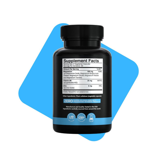 Micronized Magnesium Complex Plus B6 | Zinc Magnesium Oxide, Bisglycinate Chelate, Citrate, Malate, Taurate | Bones, Muscle, Energy, Immune System High Absorption - Made in USA