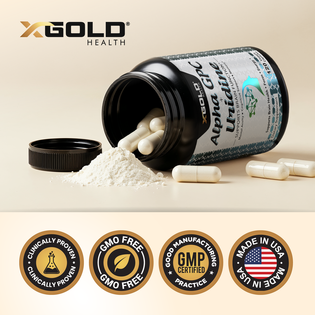 Alpha GPC 600mg + Uridine 300mg | Focus, Memory & Cognitive