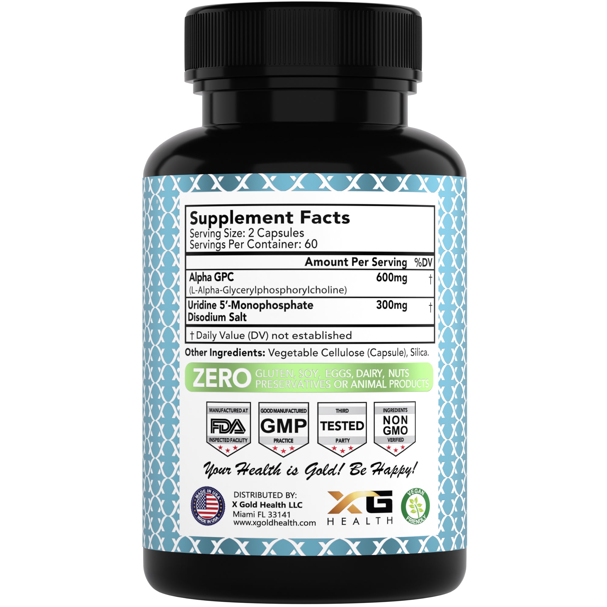 Alpha GPC 600mg + Uridine 300mg | Focus, Memory & Cognitive Clarity - X Gold Health