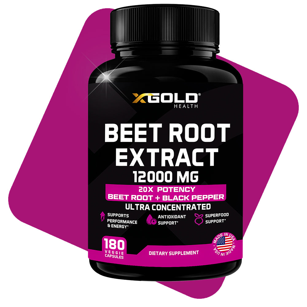 Ultra Concentrated Beet Root Extract  12000mg with High Nitrates & Black Pepper - X Gold Health