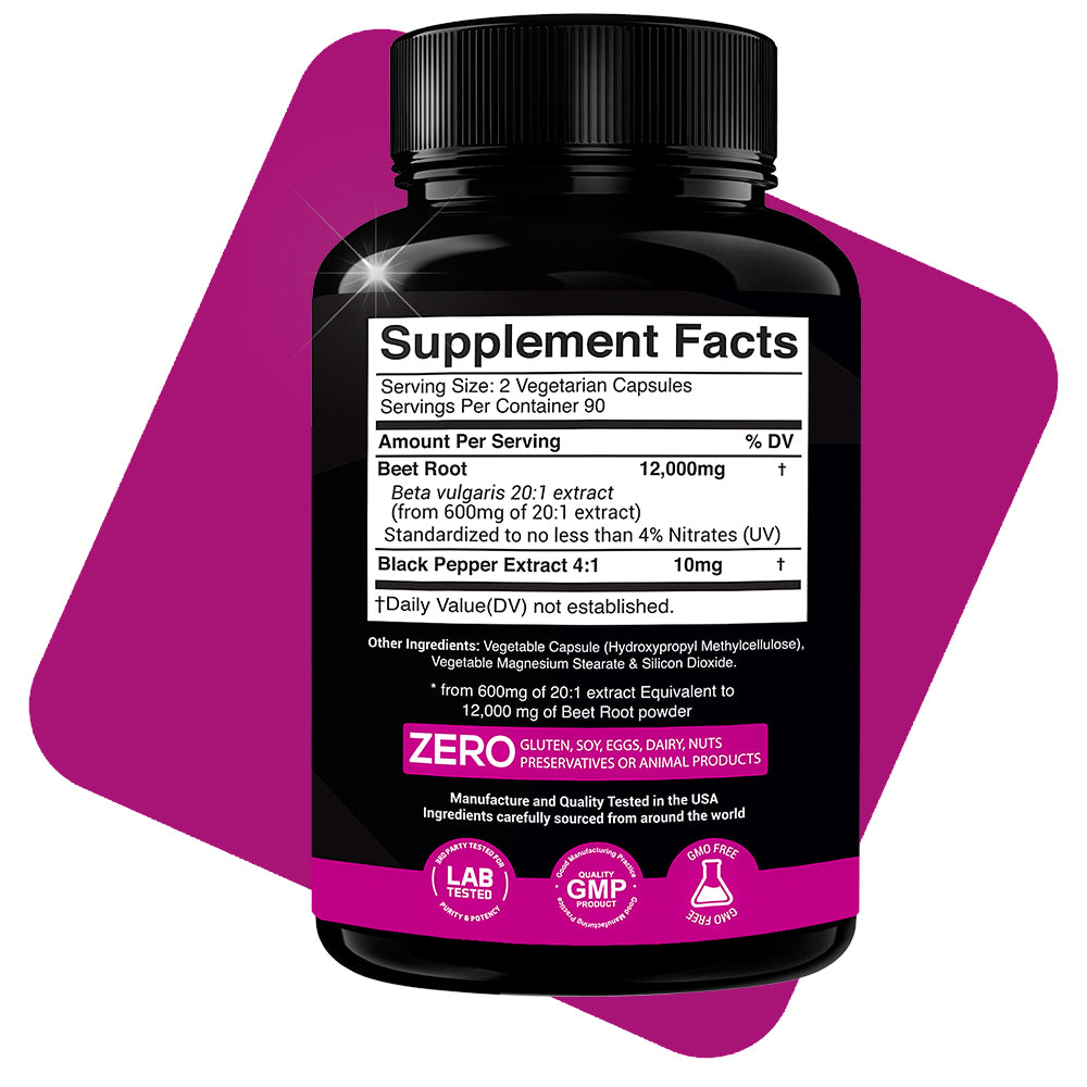Ultra Concentrated Beet Root Extract  12000mg with High Nitrates &amp; Black Pepper - X Gold Health
