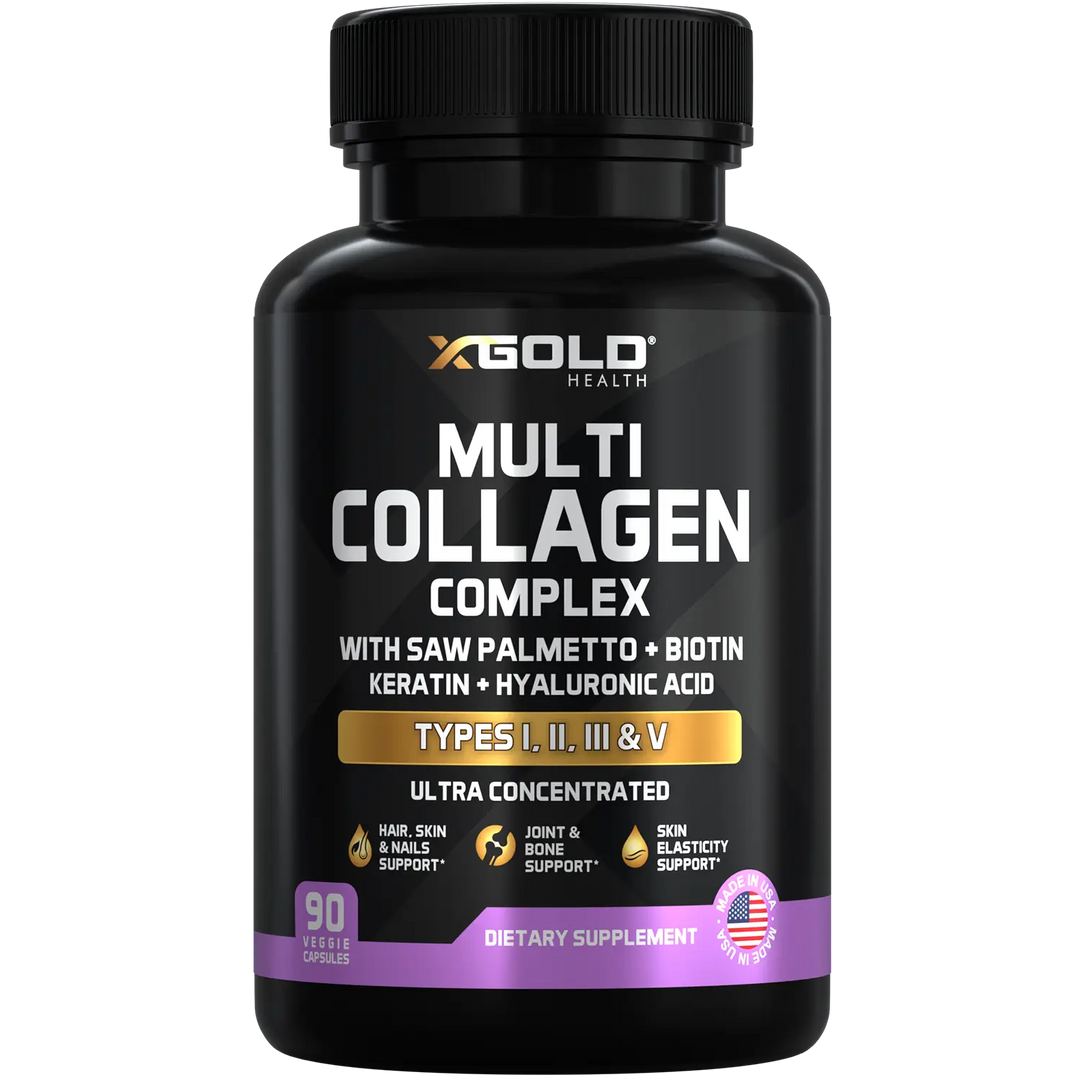 Multi Collagen & Biotin Hair, Skin & Nail Beauty Supplement &  Keratin Blend - X Gold Health