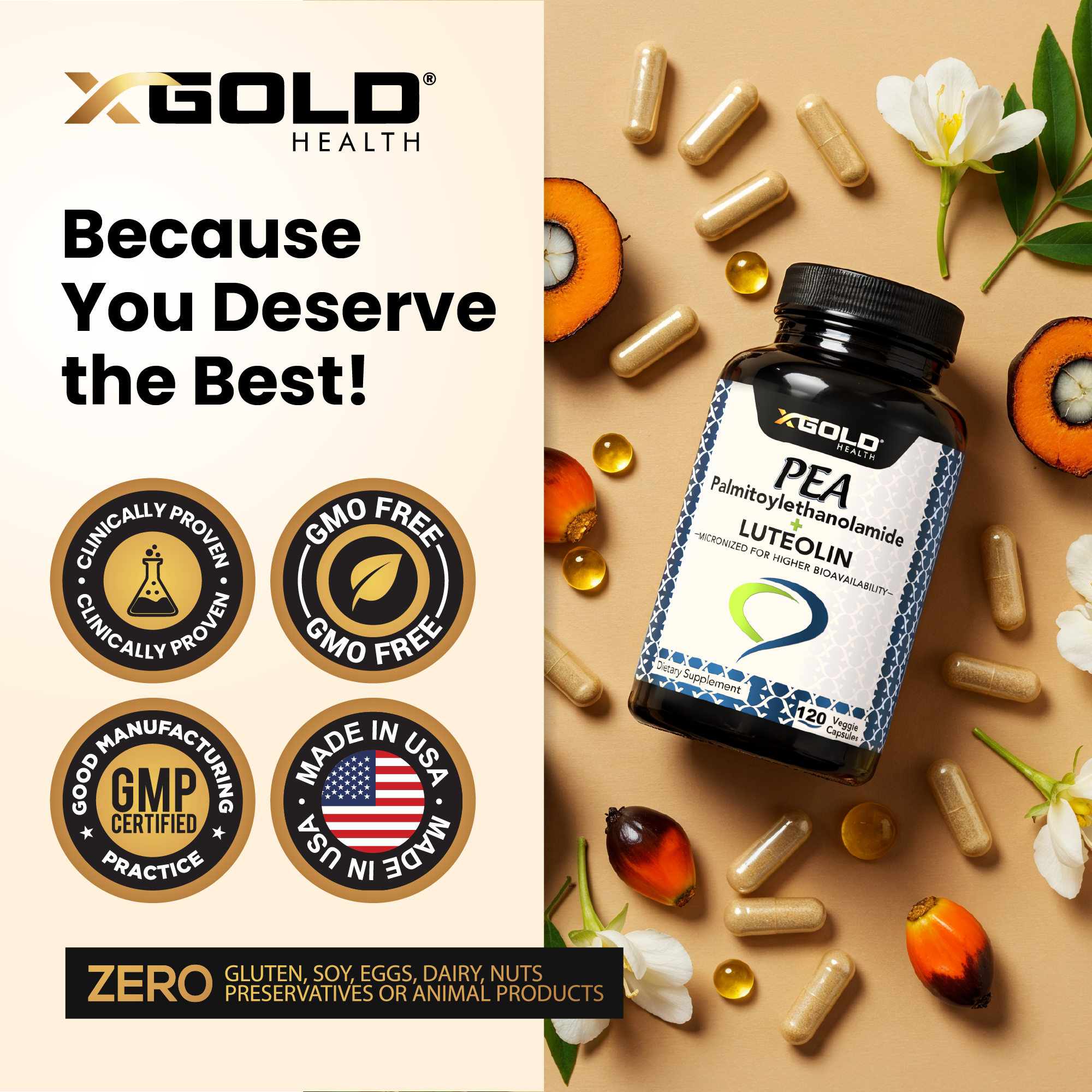 PEA + Luteolin: Discomfort and natural way to relieve - X Gold Health