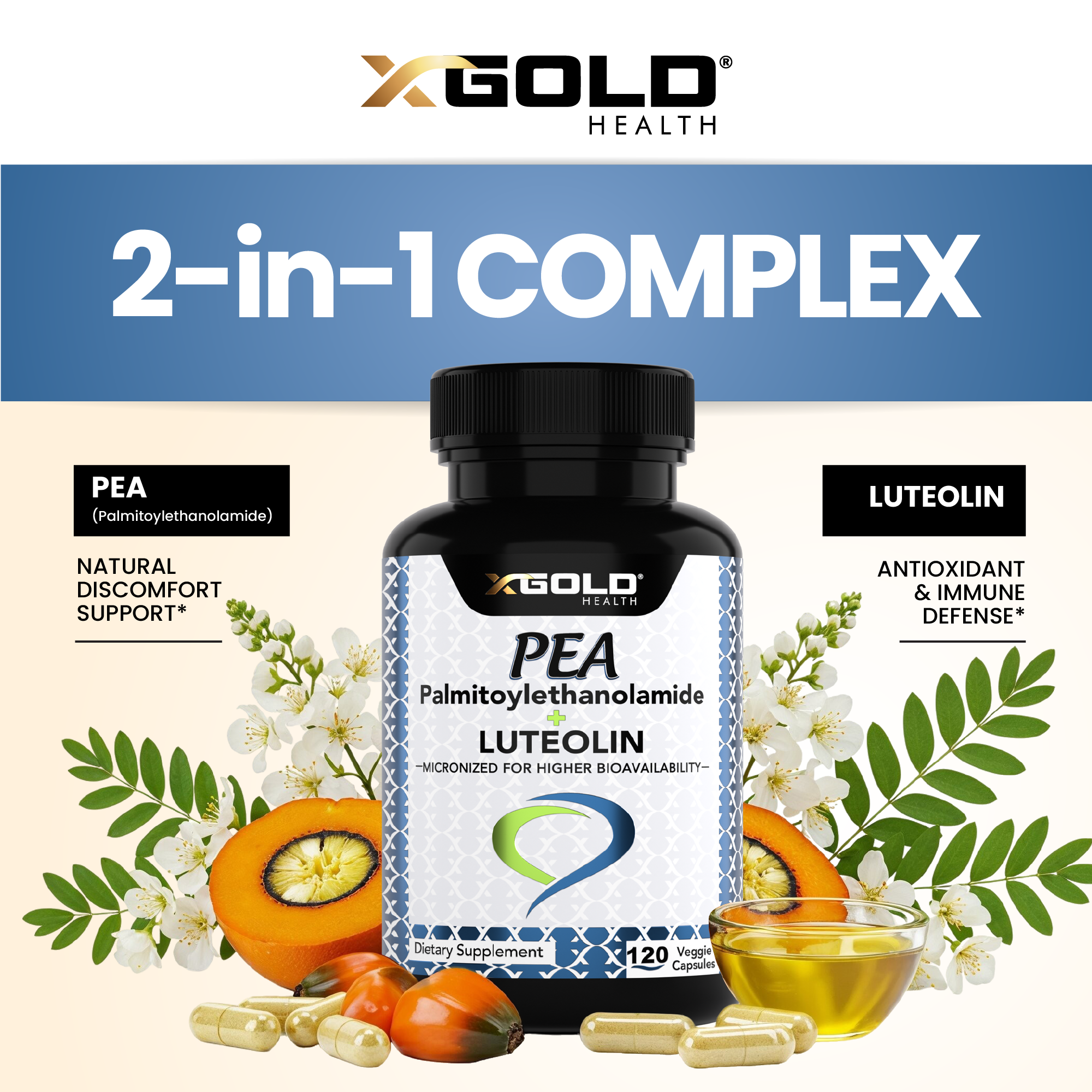 PEA + Luteolin: Discomfort and natural way to relieve - X Gold Health