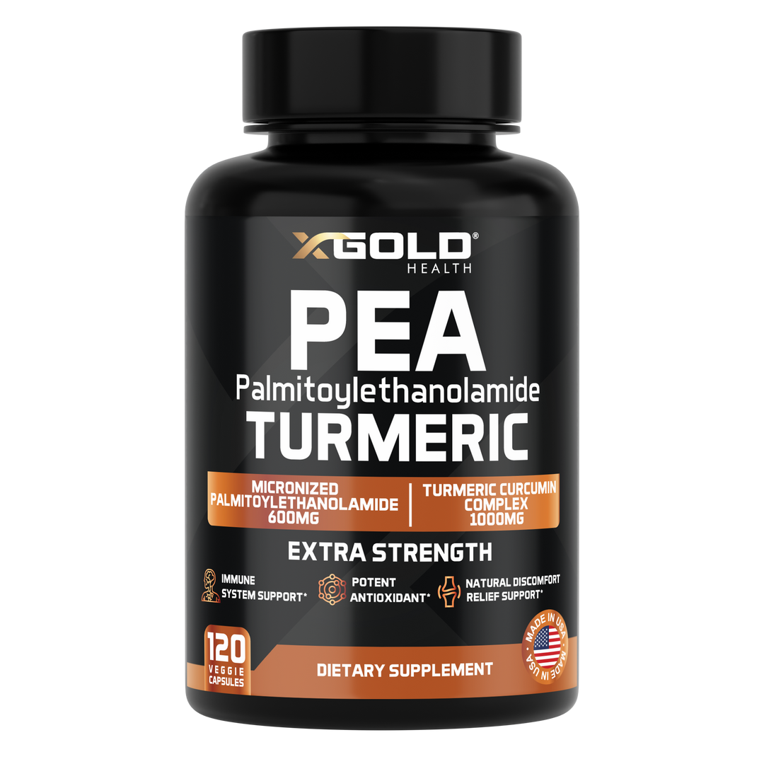 Palmitoylethanolamide 600 mg & Turmeric Curcumin 1000mg Supplement – - X Gold Health