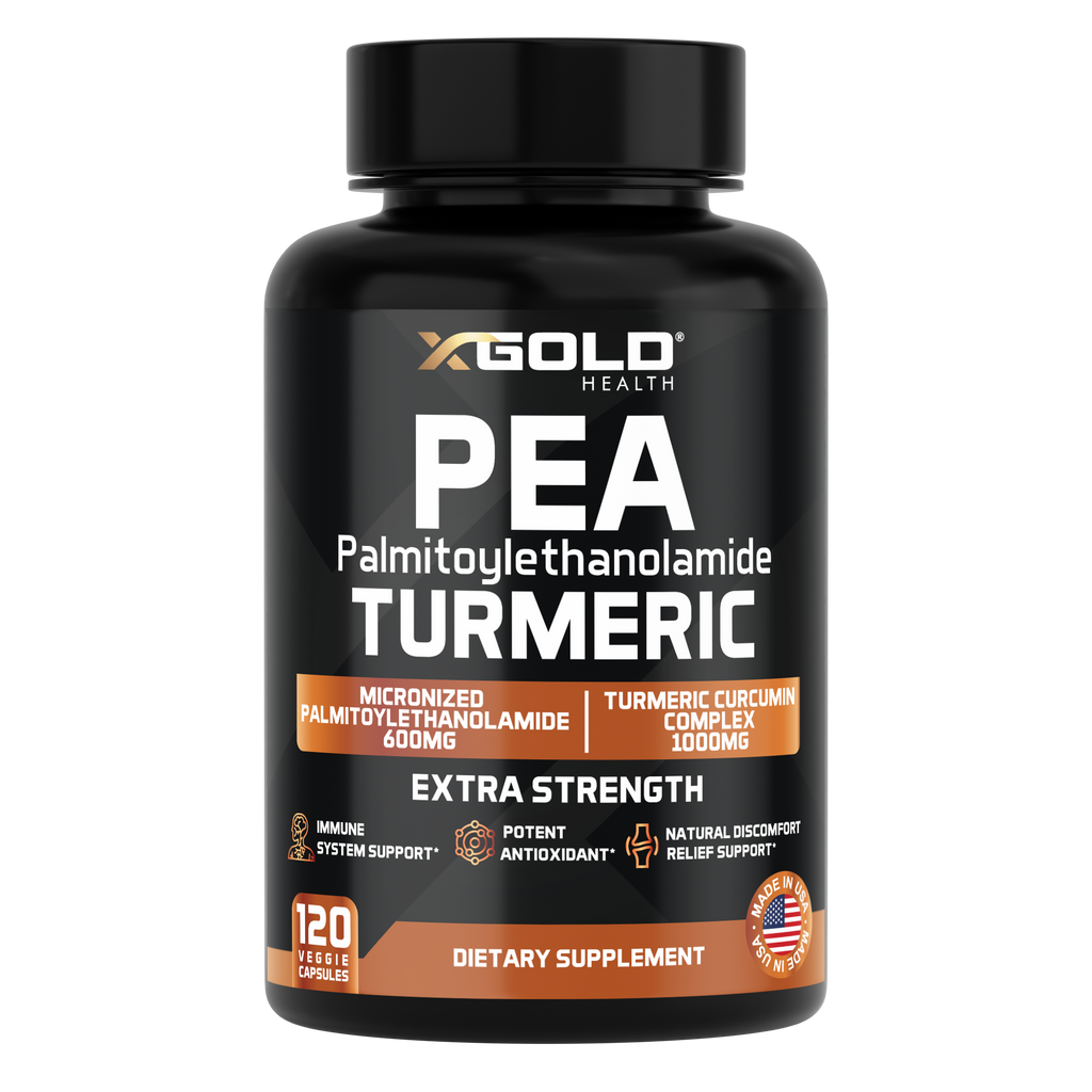 Palmitoylethanolamide 600 mg & Turmeric Curcumin 1000mg Supplement – - X Gold Health