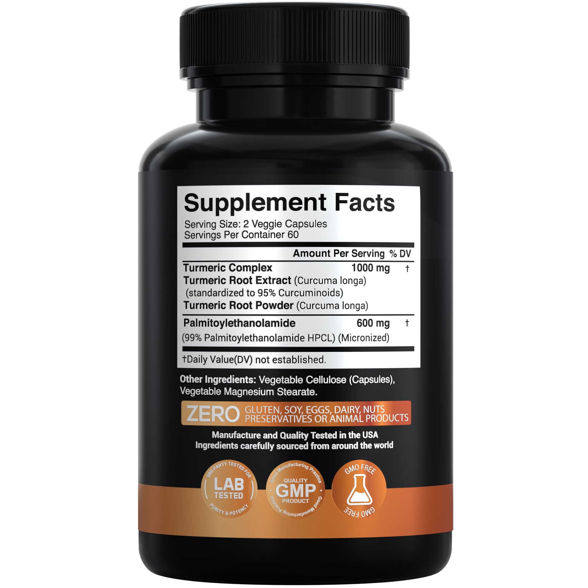 Palmitoylethanolamide 600 mg & Turmeric Curcumin 1000mg Supplement – - X Gold Health