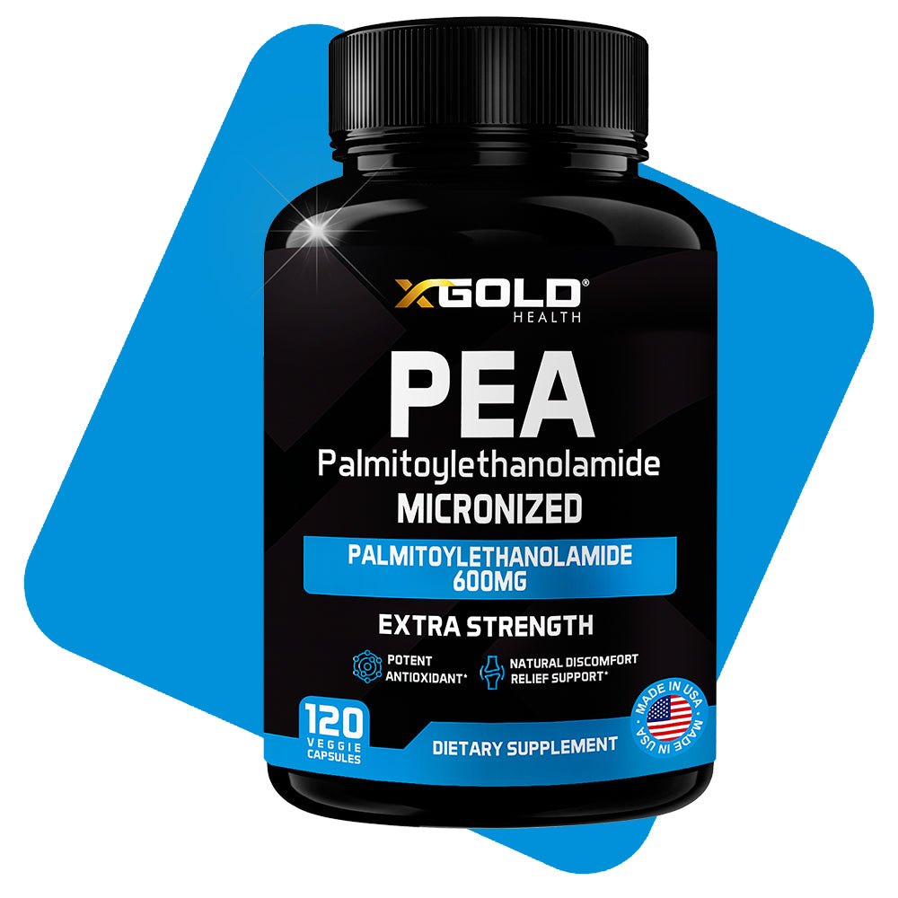 Palmitoylethanolamide Pea Supplement 600 mg | Micronized Pea 99% Highly Purified and Bioavailable | Made in USA | Supplement for Men and Women - X Gold Health