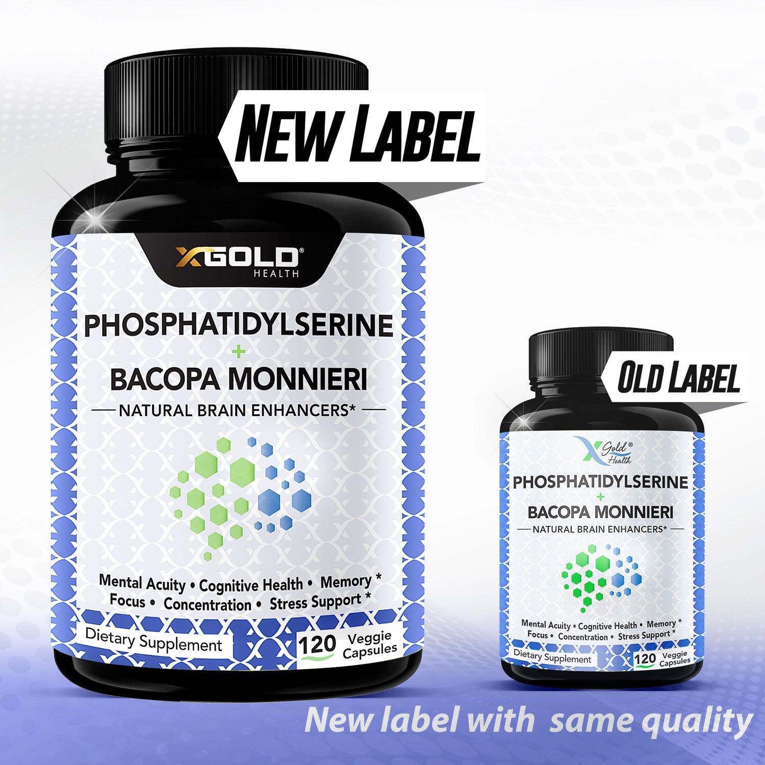 PhosphatidylSerine plus Bacopa Monnieri 400 mg 2 in 1 - X Gold Health