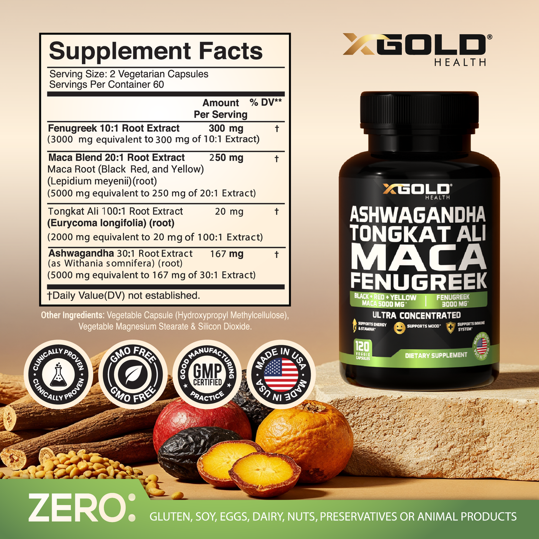 Ashwagandha &amp; Maca Root  – Energy, Libido &amp; Balance - X Gold Health