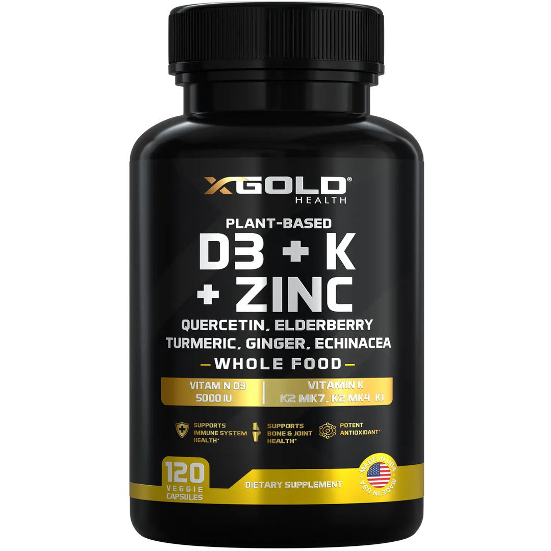 Vitamin D3 5000 IU, Vitamin K2 & K1, Zinc and Special Herby Blend Superior Bioavailability - X Gold Health