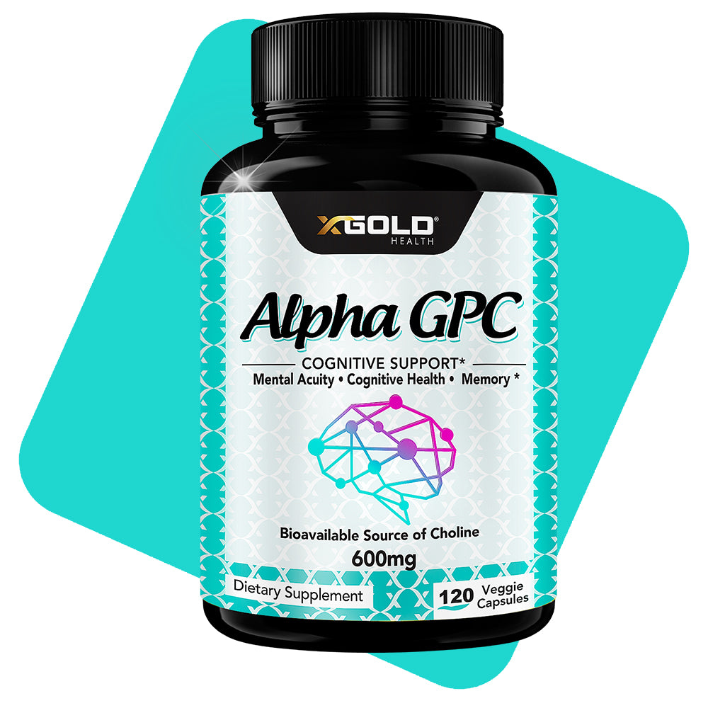 Alpha GPC Choline Supplement 300mg, 120 Veggie Capsules - X Gold Health