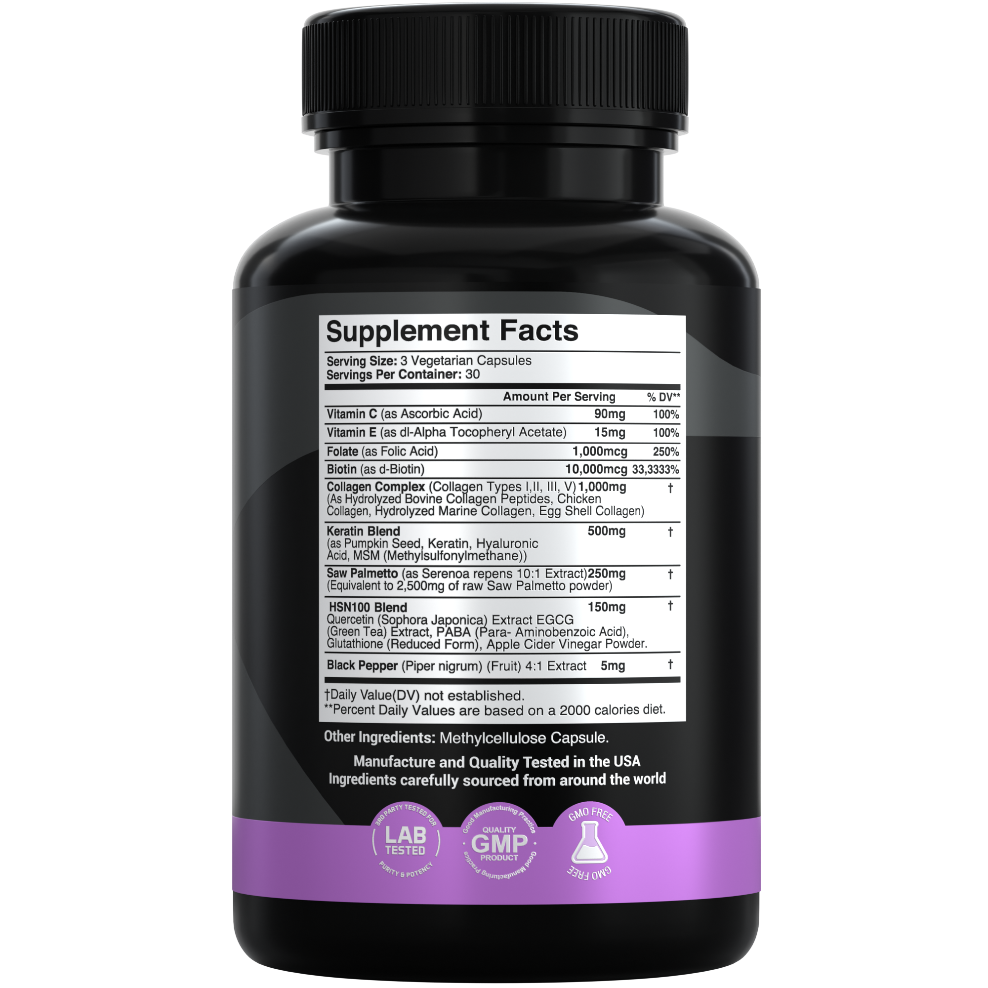 X Gold Health 16-in-1 Collagen & Biotin Hair, Skin & Nail Beauty Supplement with Saw Palmetto, Keratin, Hyaluronic Acid, vitamins C & E – 90 capsules - Made in USA - X Gold Health