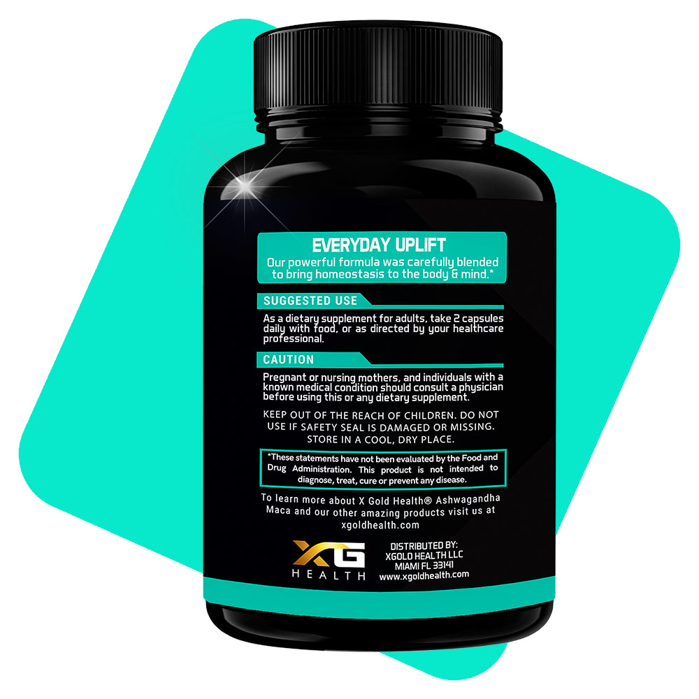 Ashwagandha 30:1 Extract &amp; Maca 20:1 Extract plus Rhodiola Rosea &amp; L-Theanine - X Gold Health