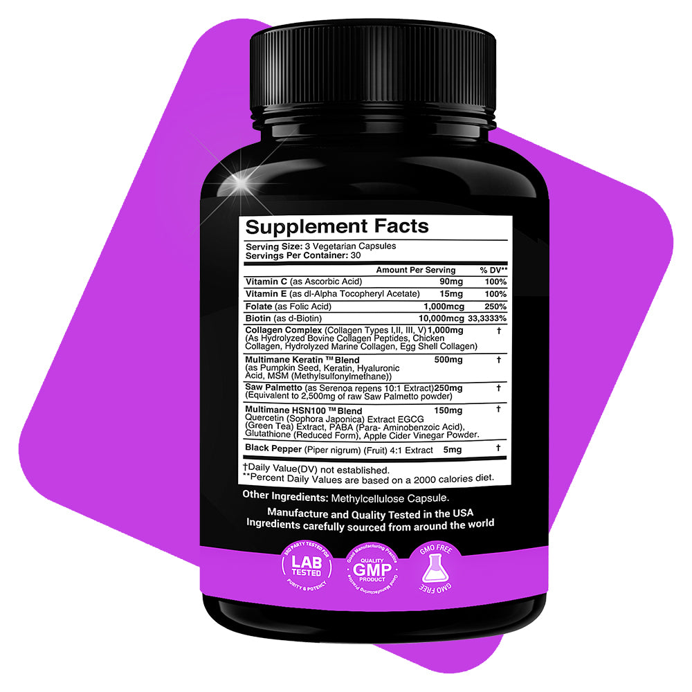 Collagen, Saw Palmetto, Biotin, Keratin, Keratin & Hyaluronic Acid 1